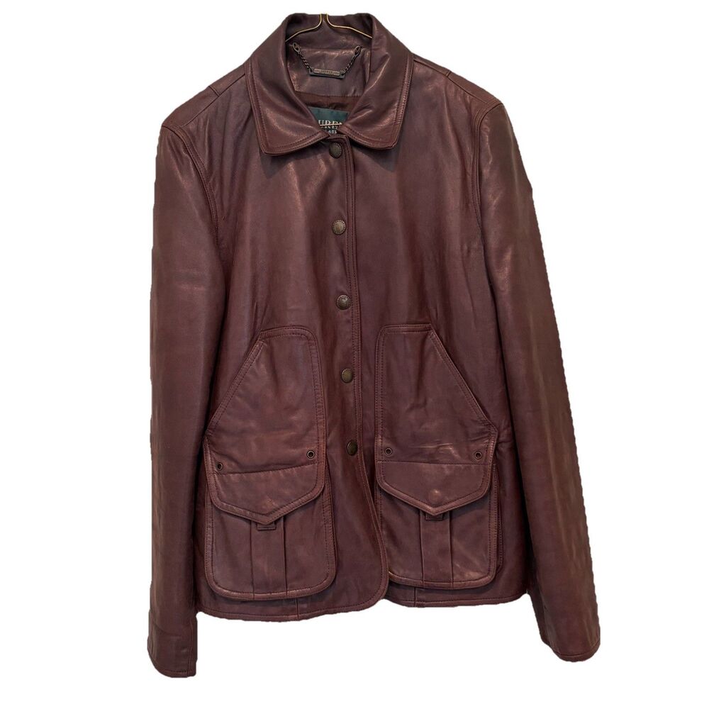 Lauren Ralph Lauren Brown Leather Blazer Jacket Women's Size Large Evening Wear